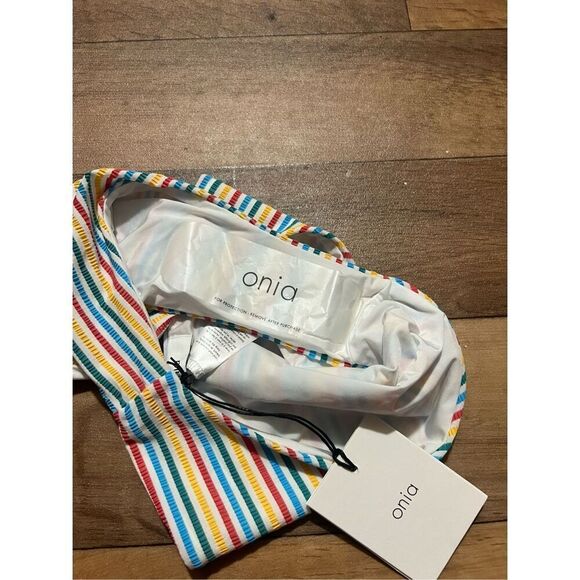 Onia Multicolored Seersucker Lilly Swimsuit Bottoms Woman’s Size XL MSRP-$95 NEW - Picture 9 of 9